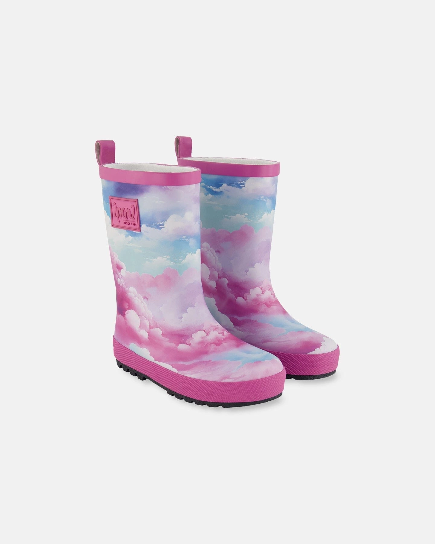 Printed Rain Boots Multicolored And Vibrant Pink Background Quick Flow
