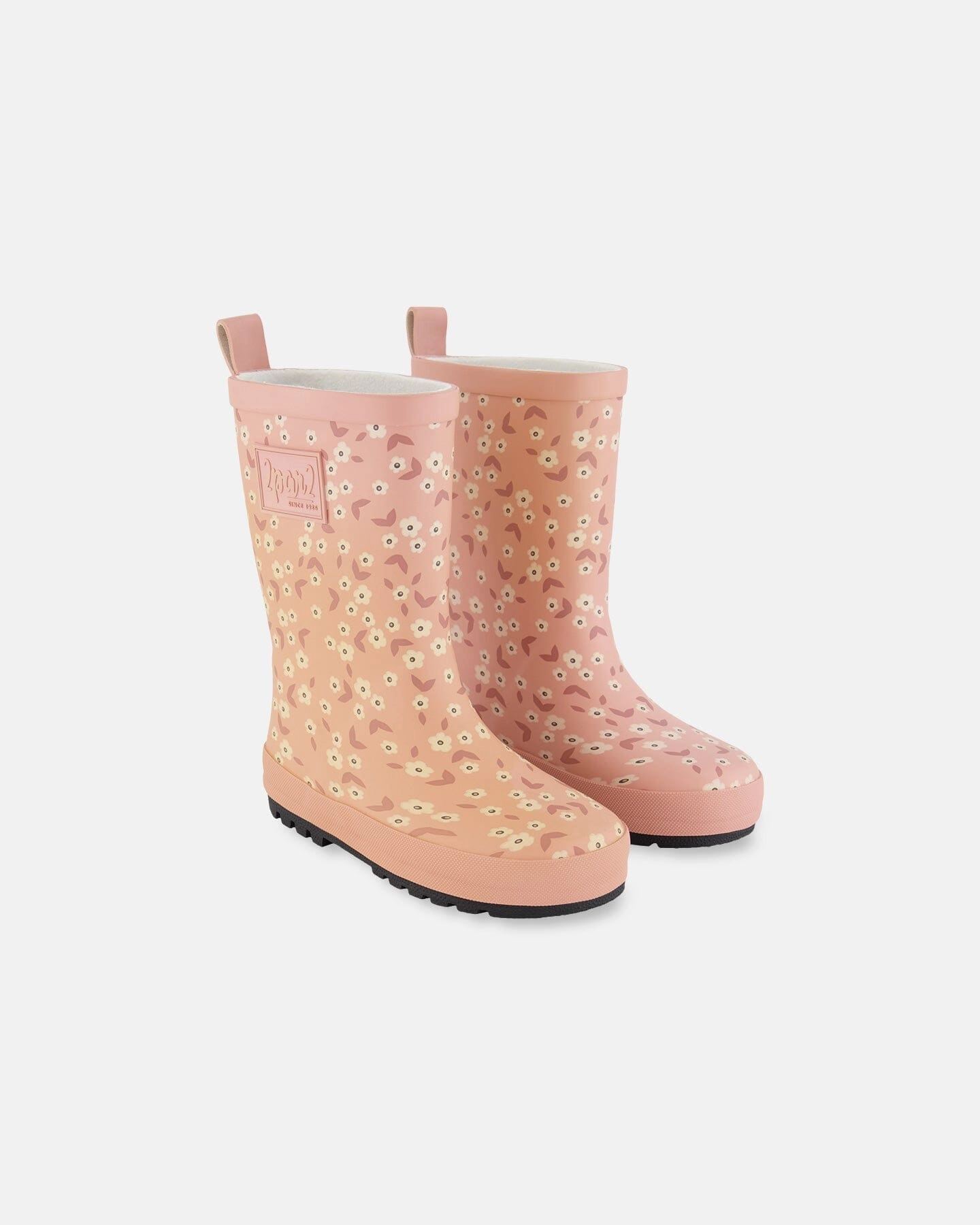Printed Rain Boots Small White Flowers On Pale Pink Adaptive Response