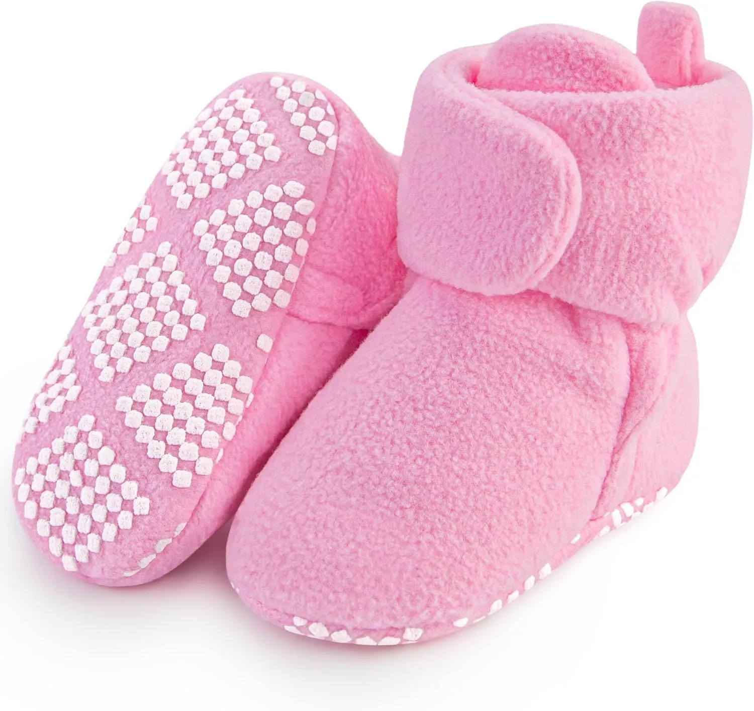 Pro Goleem Fleece Baby Booties, Warm Cozy Baby Slippers, Stay On Sock Shoes, Easy to Put on, Unisex Baby Gifts, Soft Non-Slip Adjustable Newborn Boots for Boys and Girls