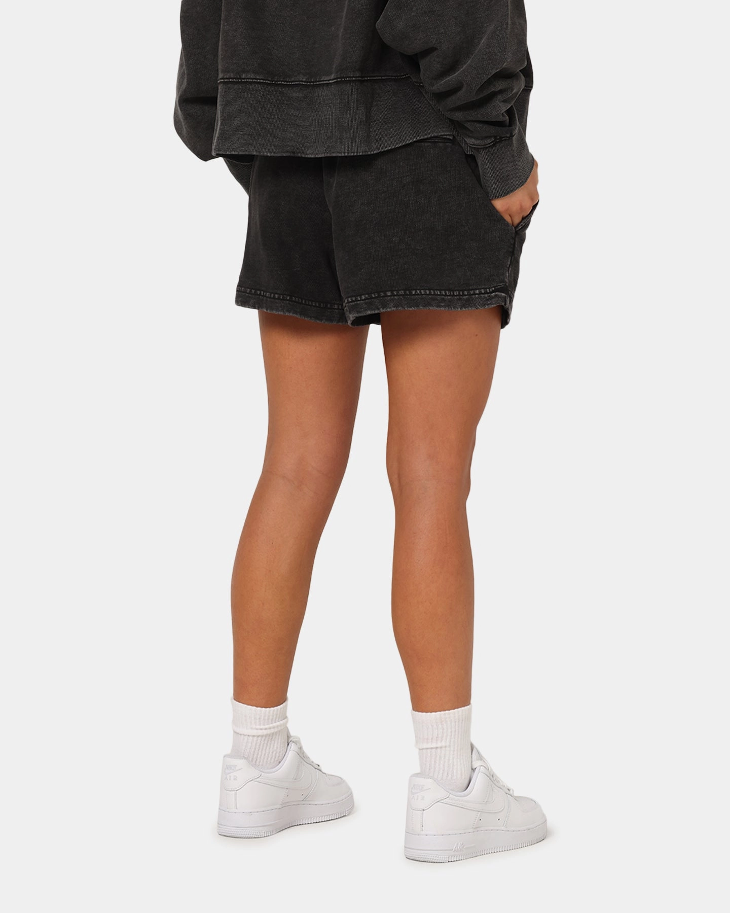 Pro Standard Women's New York Yankees Washed Crystaline Shorts Washed Black Fast Move Body Sculpting