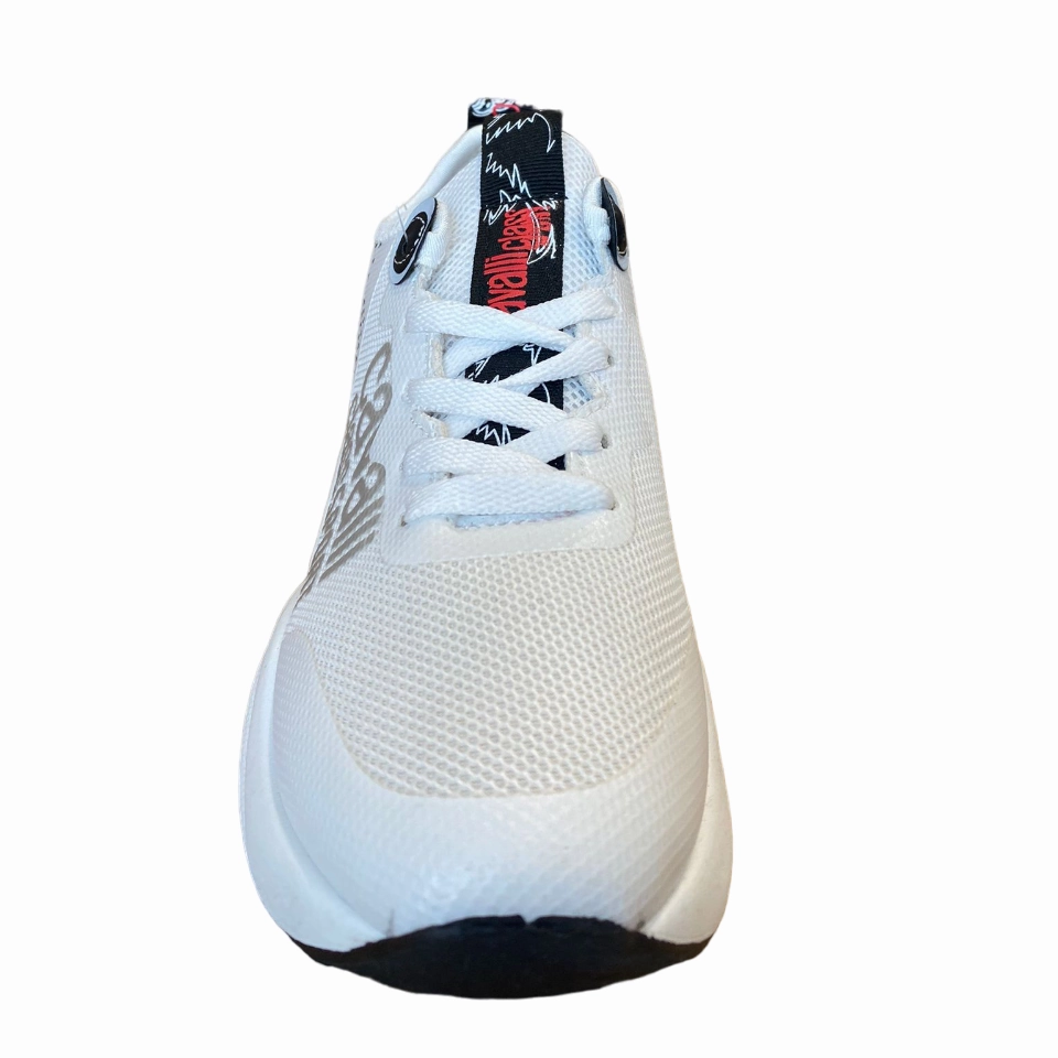 Cavalli Class Sport sneakers casual da donna con zeppa S00CW8635 100 bianco cross - country