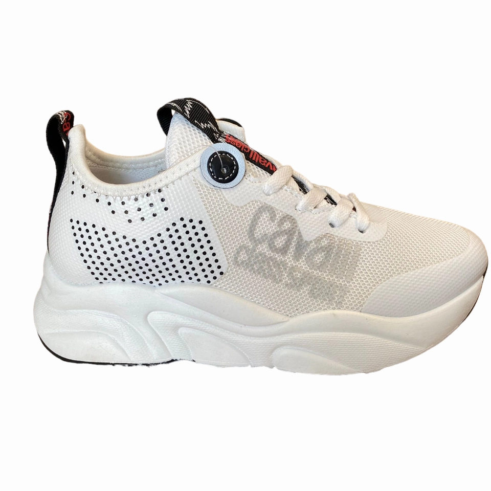 Cavalli Class Sport sneakers casual da donna con zeppa S00CW8635 100 bianco stretchy shoes Fall - appropriate
