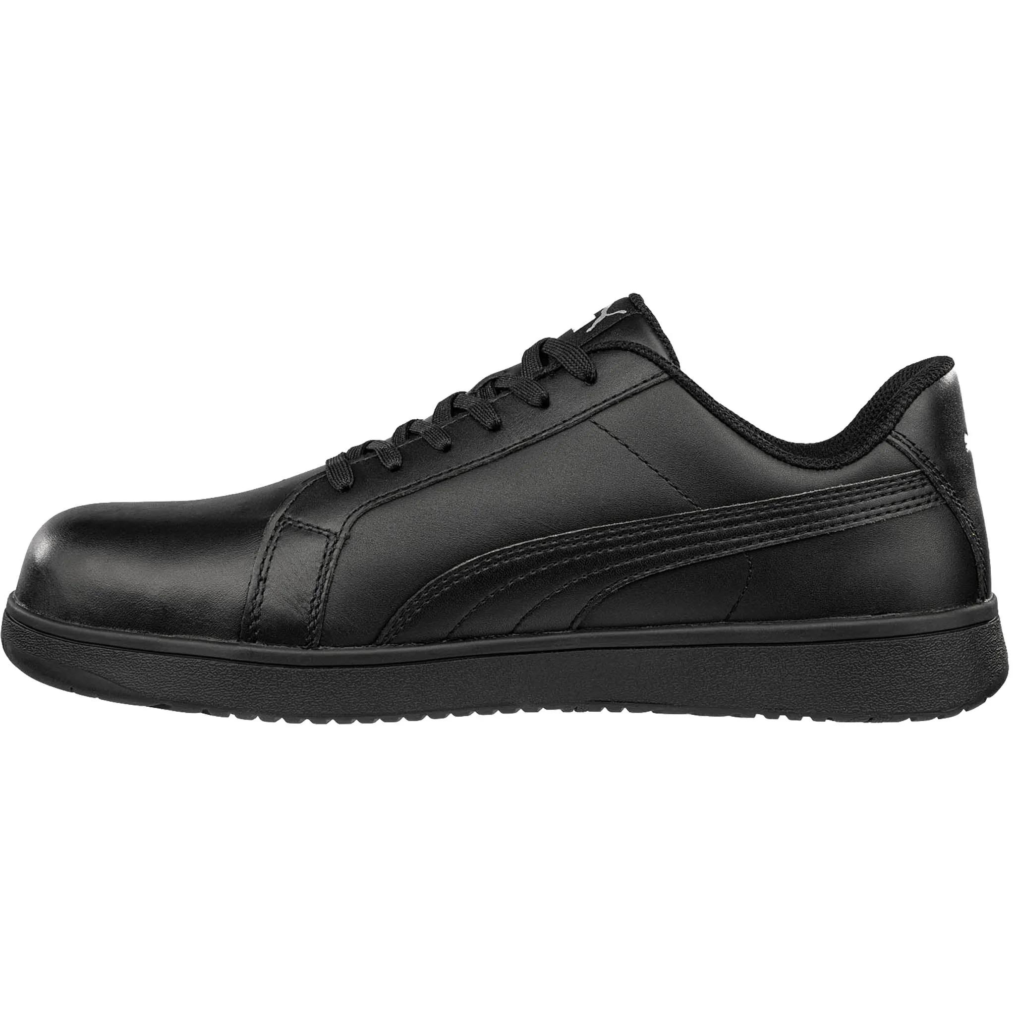 Puma Men's 640005 Iconic Leather Low Black Composite Safety Toe Metal Free Work Shoes