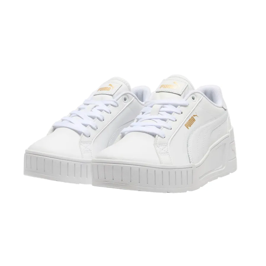 natural leather shoe quality Puma scarpa sneaker da donna con rialzo Karmen Wedge 390985-07 bianco-oro