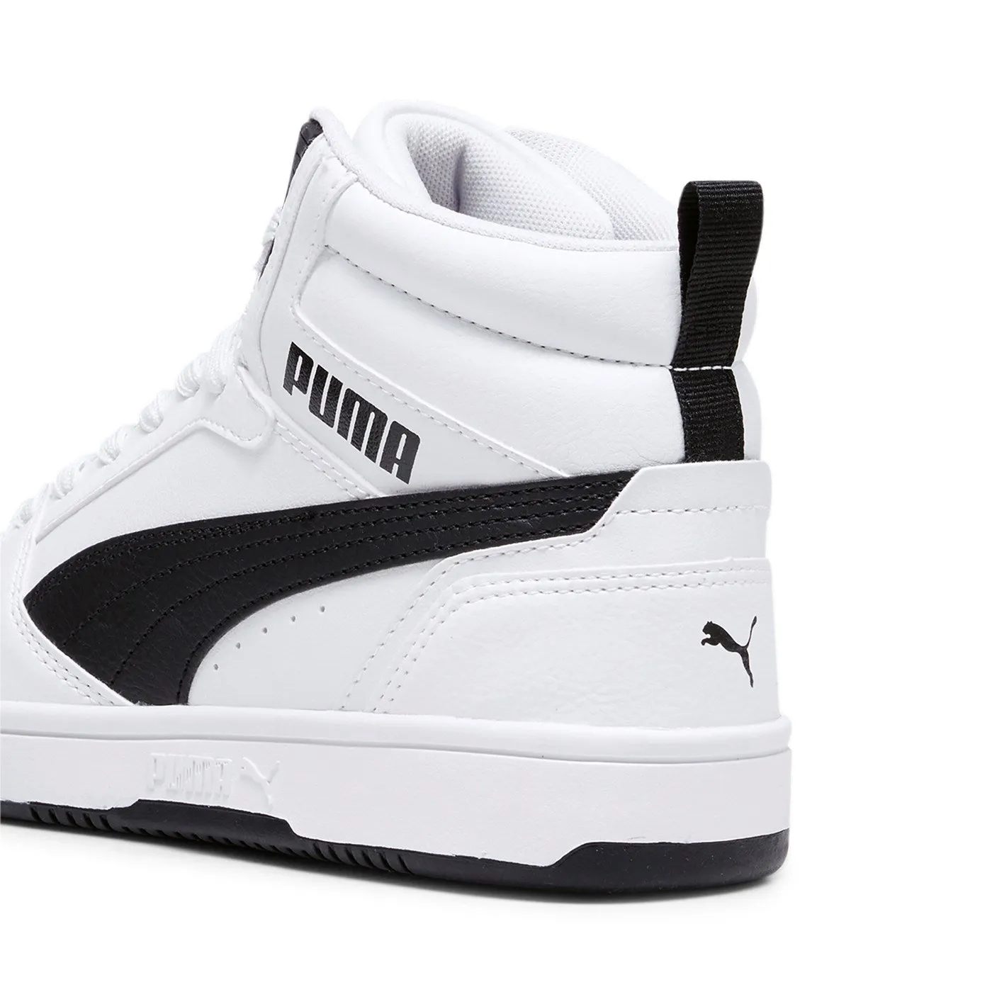 Puma Scarpa sneakers alta da ragazza Rebound v6 Mid 393831 02 bianco-nero Thermoplastic Polyurethane
