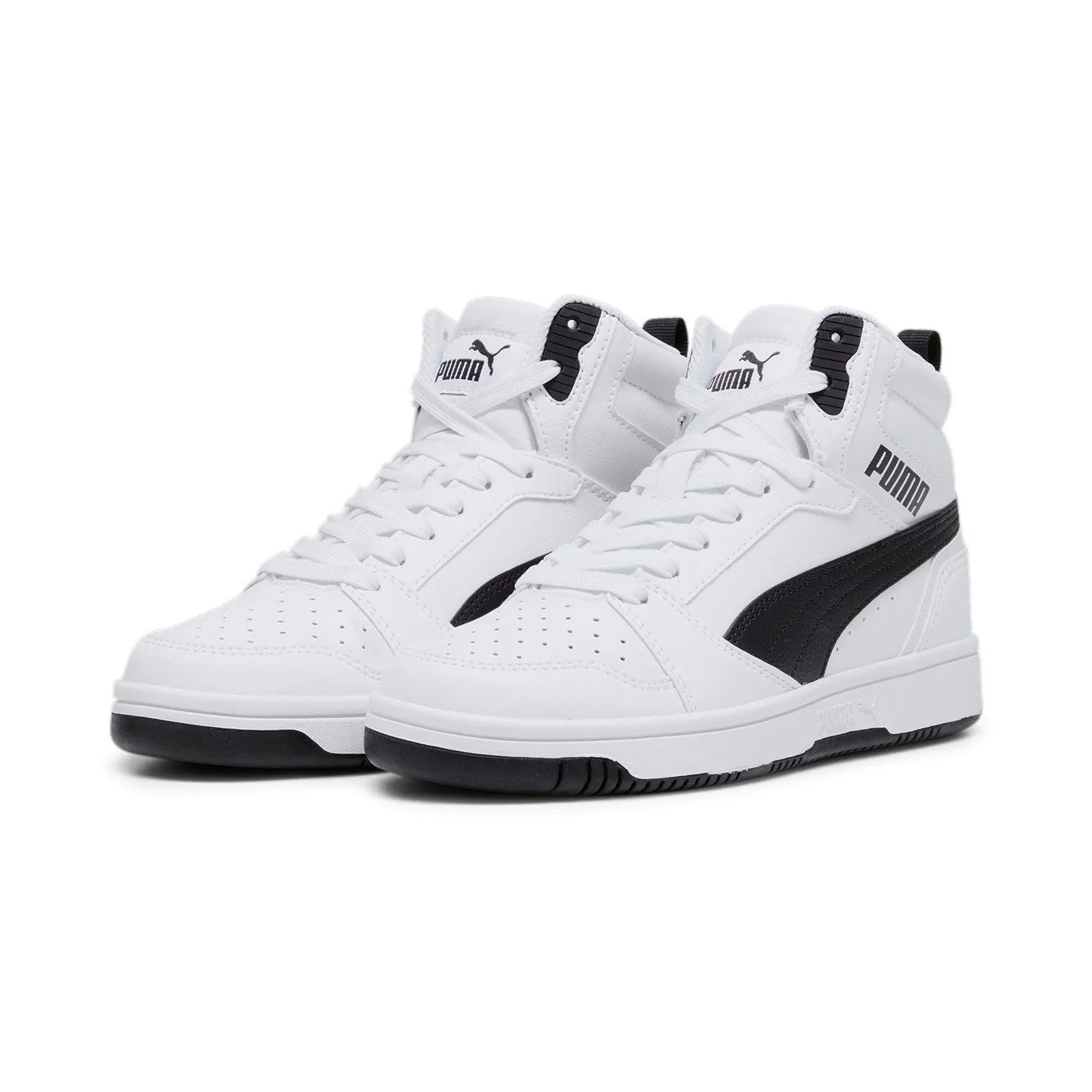 Puma Scarpa sneakers alta da ragazza Rebound v6 Mid 393831 02 bianco-nero comfortable socks