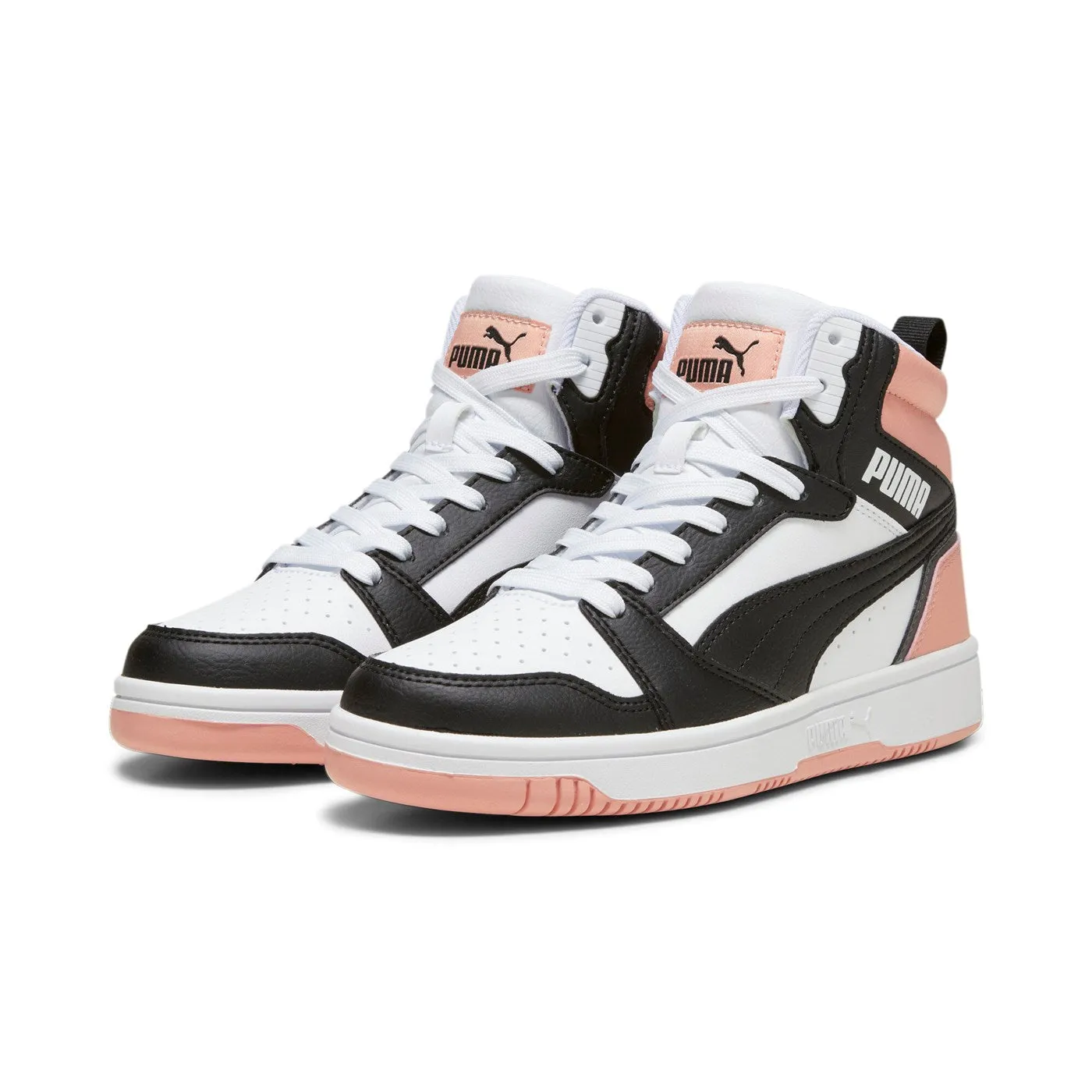Puma Scarpa sneakers alta da ragazza Rebound v6 Mid 393831 07 bianco-nero-rosa running during a full moon single - density sole shoes