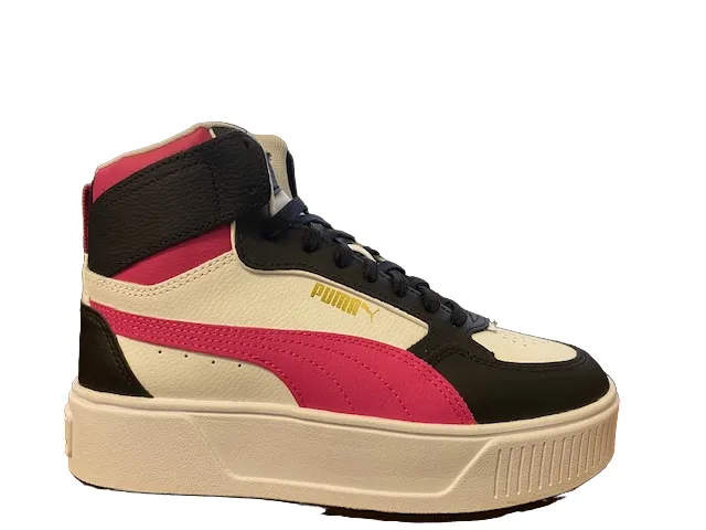 Puma scarpa sneakers da donna alta con zeppa Karmen Rebelle 387213 03 bianco nero rosa forest - climate shoes Reinforced Achilles Notch