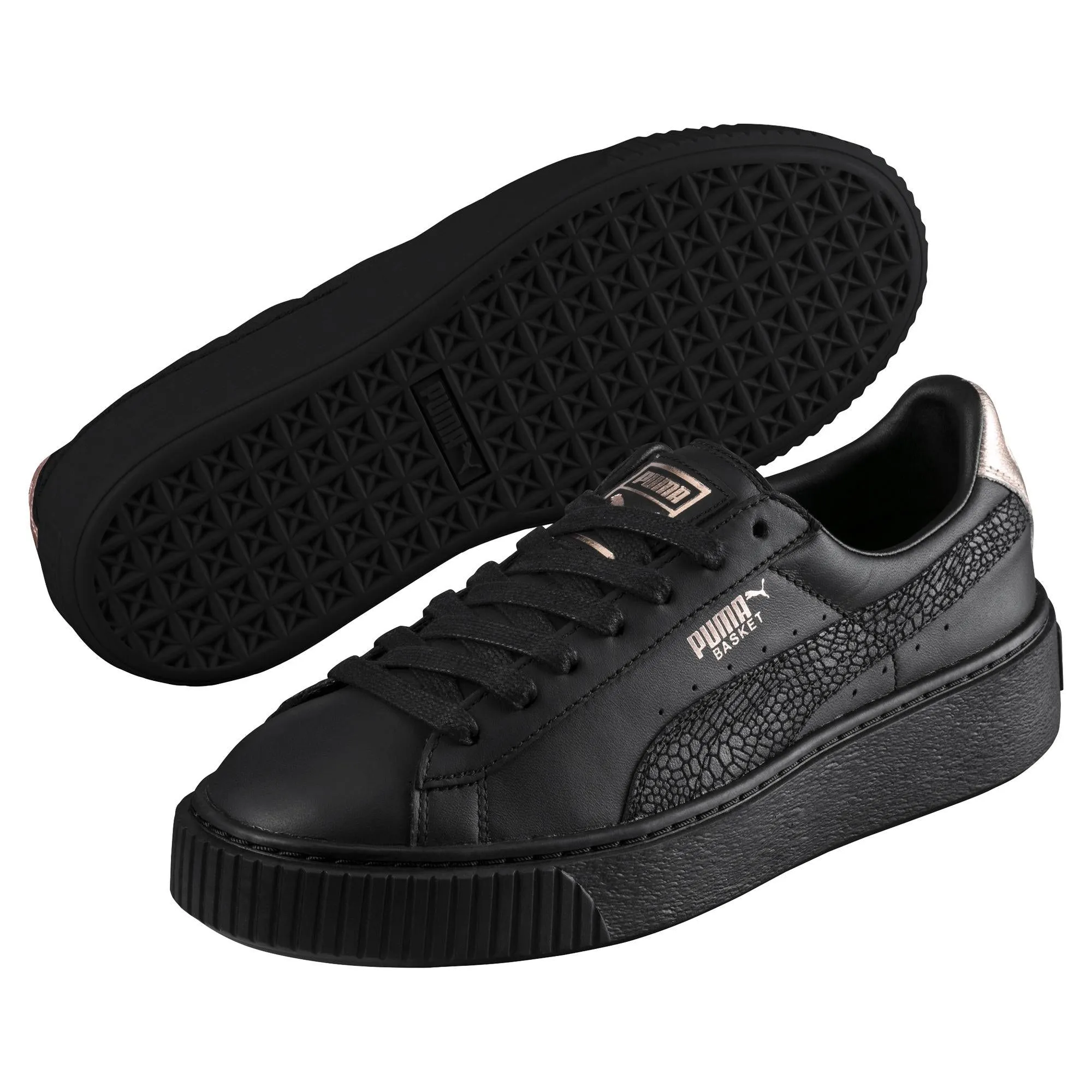 Puma scarpa sneakers da donna con zeppa Basket Euphoria RG 366814 01 nero Fast Steps