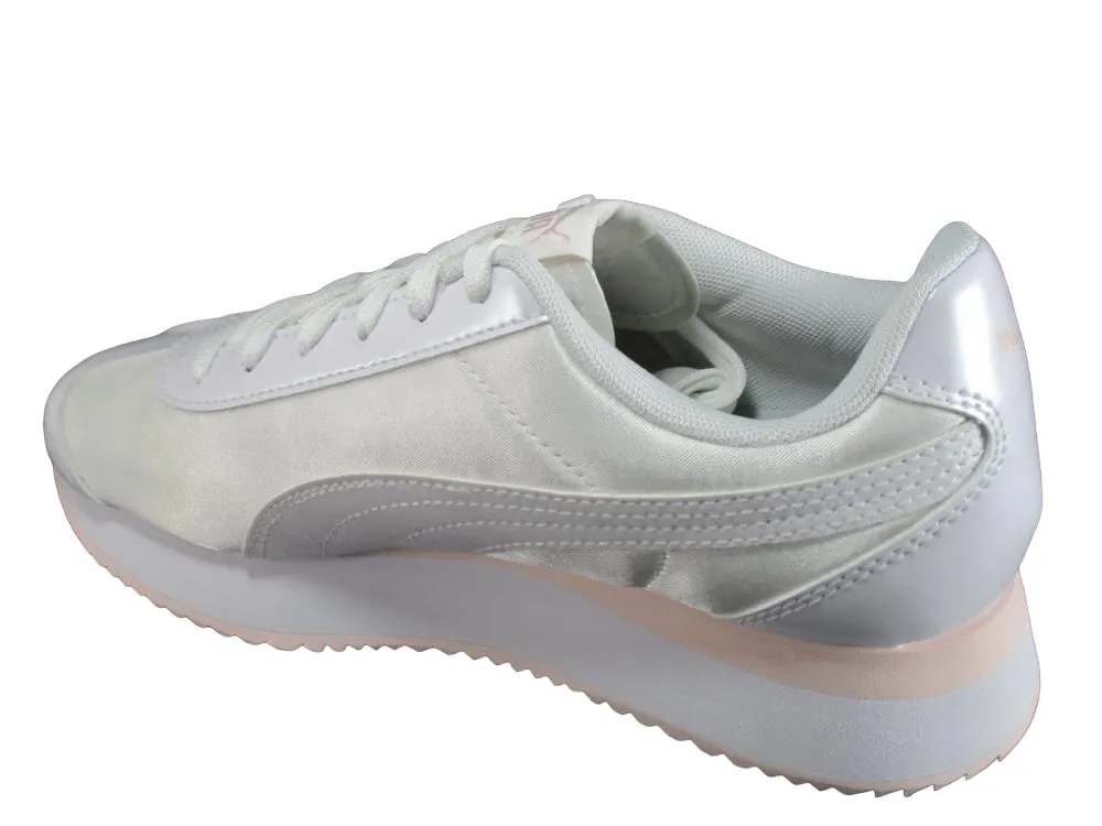 Stretch Engineered Upper rubber sole shoe property Puma scarpa sneakers da donna Turino Stacked Glitter 371944 02 bianco