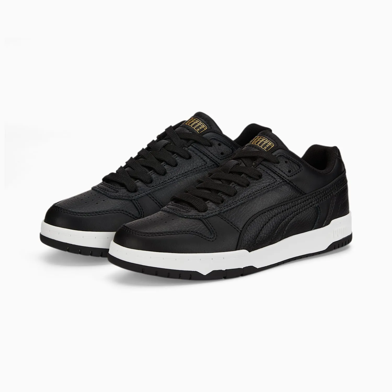 Puma sneakers bassa da ragazzo RBD Game Low Jr 387350 02 black-gold-white Ultra Breathable Fabric running with a group