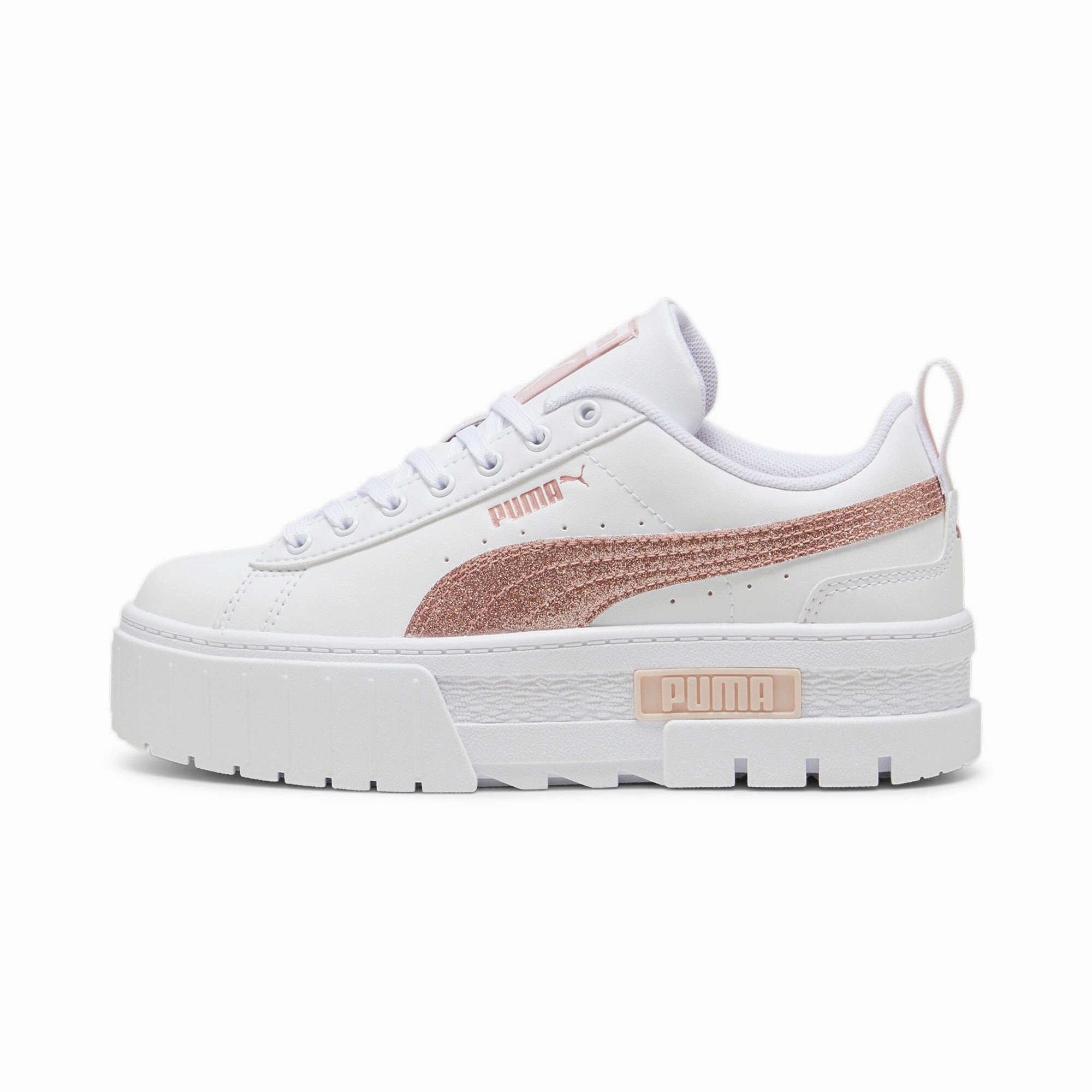 PUMA Big Kids' Girls' Mayze Glitter Sneakers Dynamic Fit Collar Regular Fit