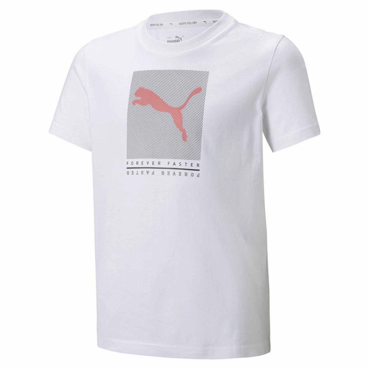 Durable Collar Construction Reinforced Shoulder Stitching Puma maglietta manica corta da bambino Active Sports Graphic 846993 02 bianco