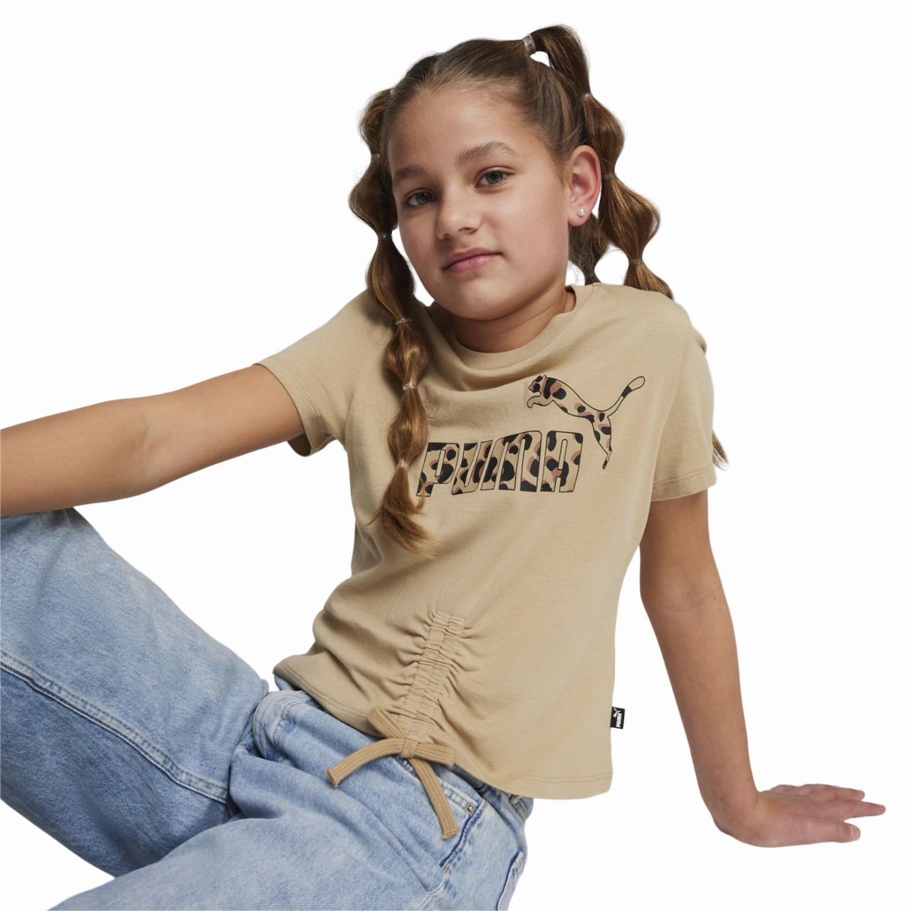 Layered Collar Puma maglietta manica corta da ragazza Ess  Animal 679417-83 tortora