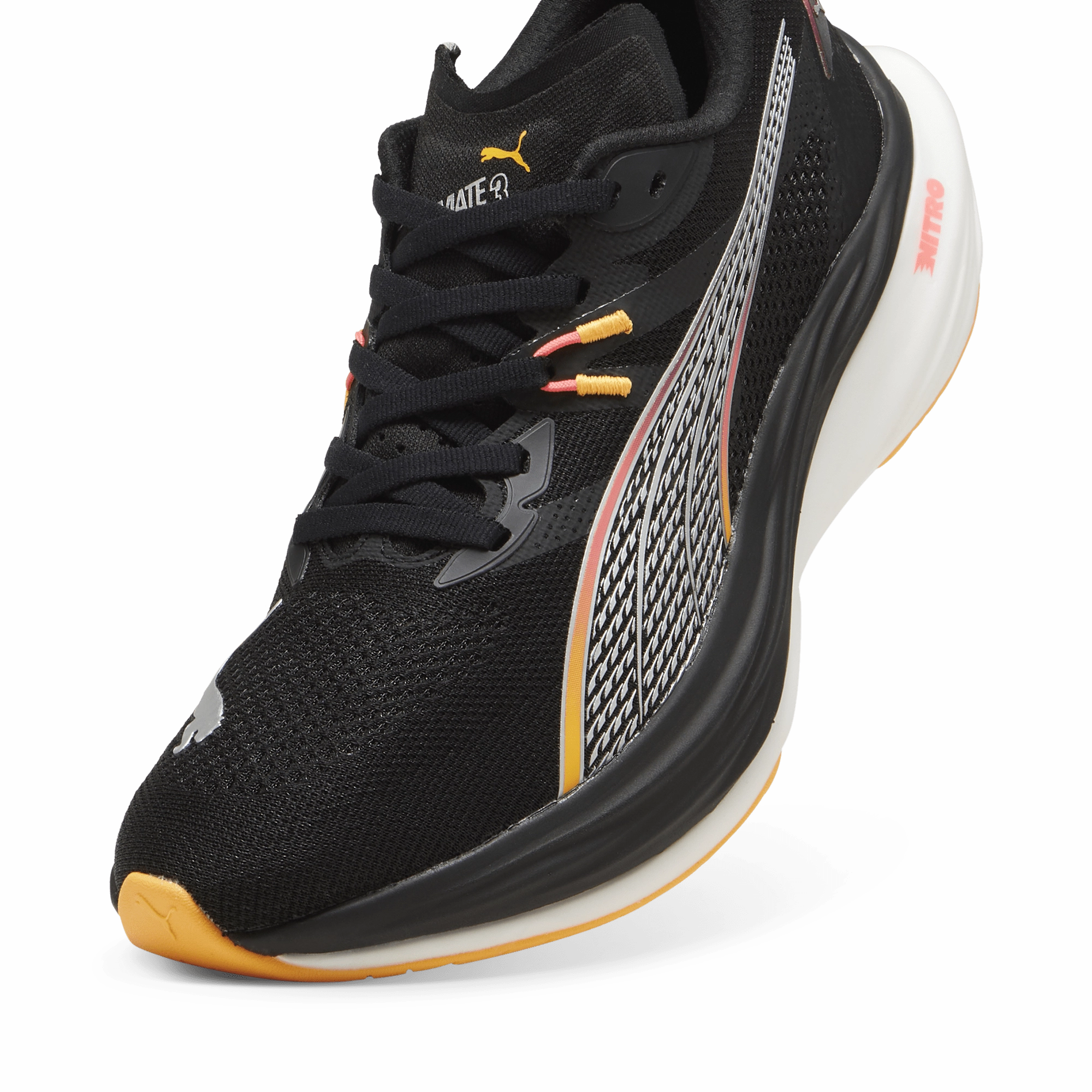 no - toe - spring shoes Puma Men's Deviate Nitro 3 Running Shoes in Black/Sun Stream AW24
