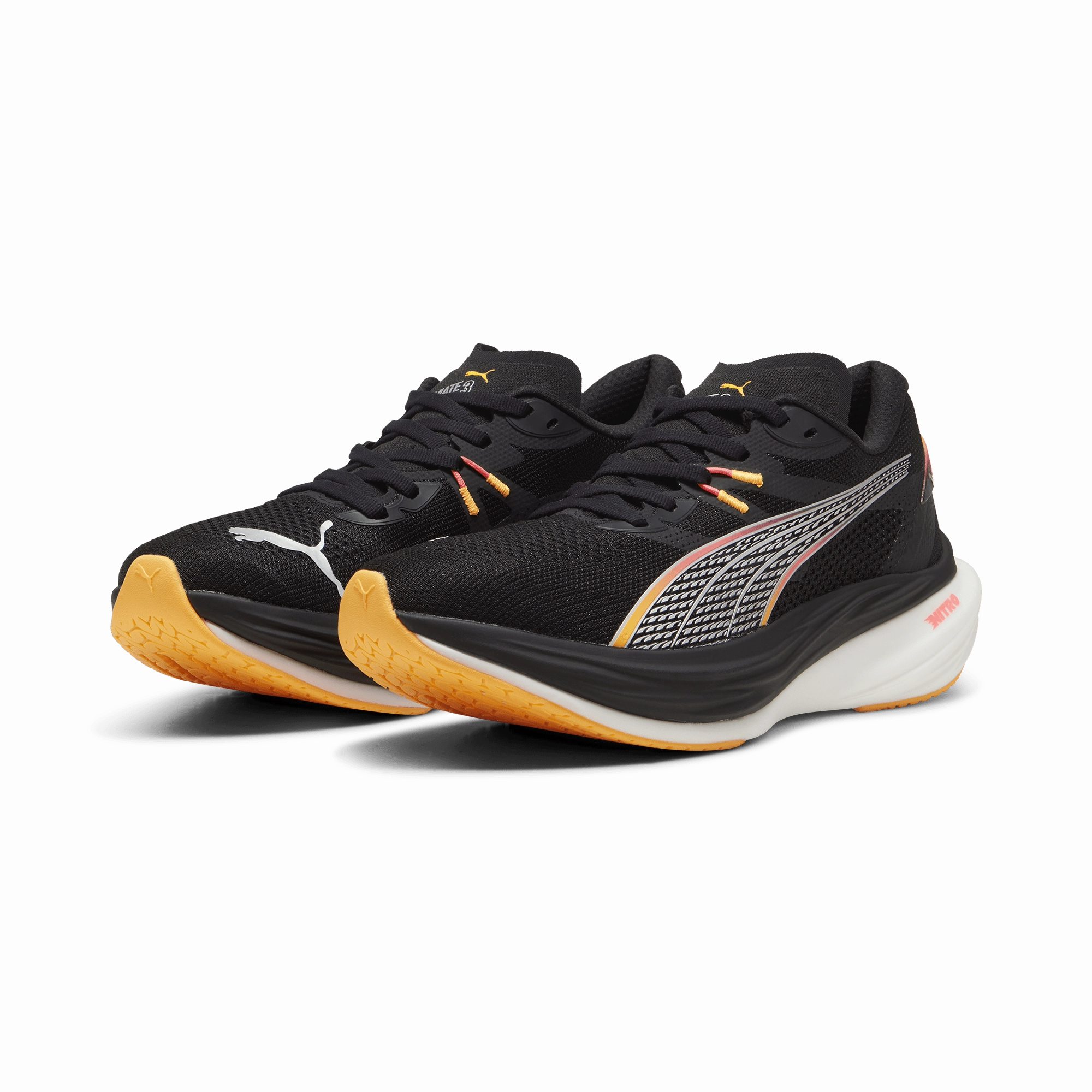 Puma Men's Deviate Nitro 3 Running Shoes in Black/Sun Stream AW24 Hyper Breathable Fabric men's sports footwear