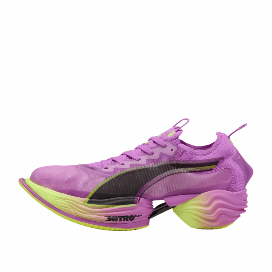 Puma Men's Fast-R NITRO Elite 2 Running Shoes in Pure Magenta/Yellow Alert SS25 Abrasion Shield Tech strap - trimmed - design shoes