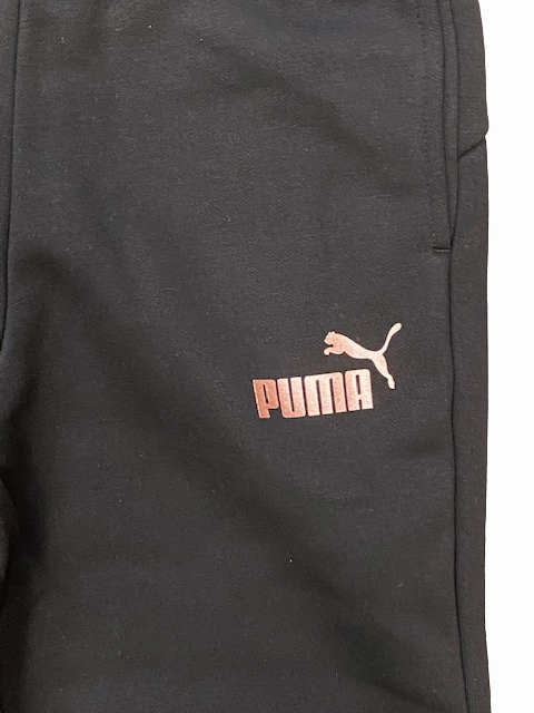 Puma pantalone in felpa da ragazza con polsino ESS  Sweatpants FL cl G 672114 11 Black-Rose Gold Comfort Stretch Wear Gym Ready