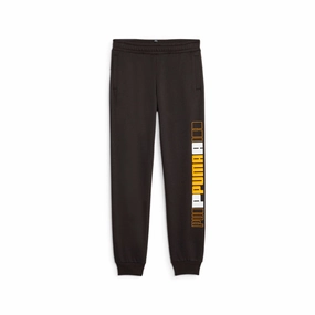 Puma pantalone sportivo con stampa sulla gamba da ragazzo Logo Lab 676326-51 nero-giallo DurableStretchWeave Light Fit