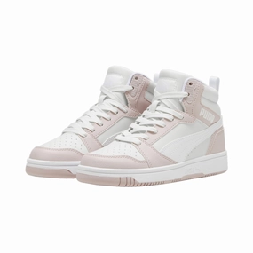 indoor sole Puma scarpa sneakers alta da ragazza Rebound V6 393831-20 malva-bianco