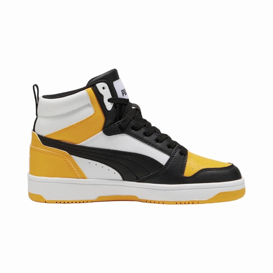 Motion Control Plate Puma scarpa sneakers alta da ragazzi Rebound V6 393831-19 giallo-bianco-nero