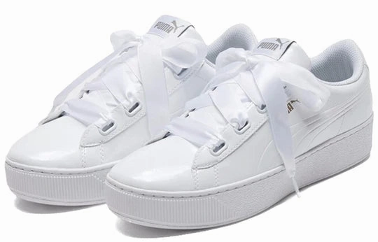 Puma scarpa sneakers con zeppa da donna Vikky Platform Ribbon 366419 02 bianco Bounce Back Cushioning