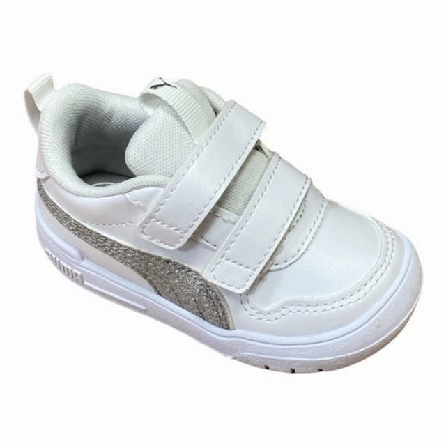 smooth - lining running in deserts Puma scarpa sneakers da bambina Multiflex Glitz V 384886-01 bianco-argento