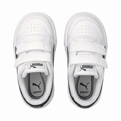 Puma scarpa sneakers da bambino con strappo Shuffle V 375690 02 bianco nero oro QuickDryFabric