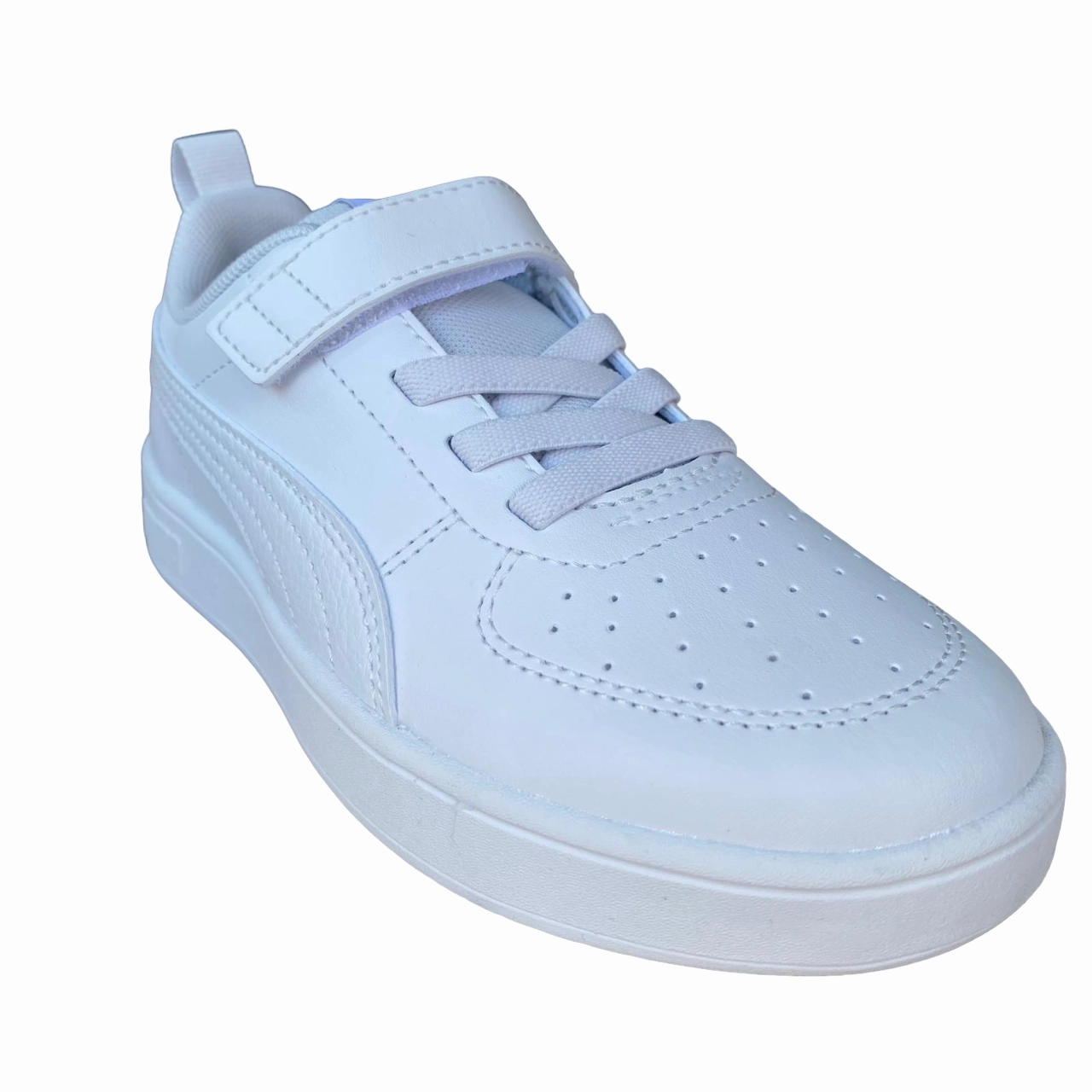 Puma scarpa sneakers da ragazzi con elastico e strappo Rickie AC PS 385836-01 bianco-grigio ghiaccio Fila Trainer Adaptive Fit Collar