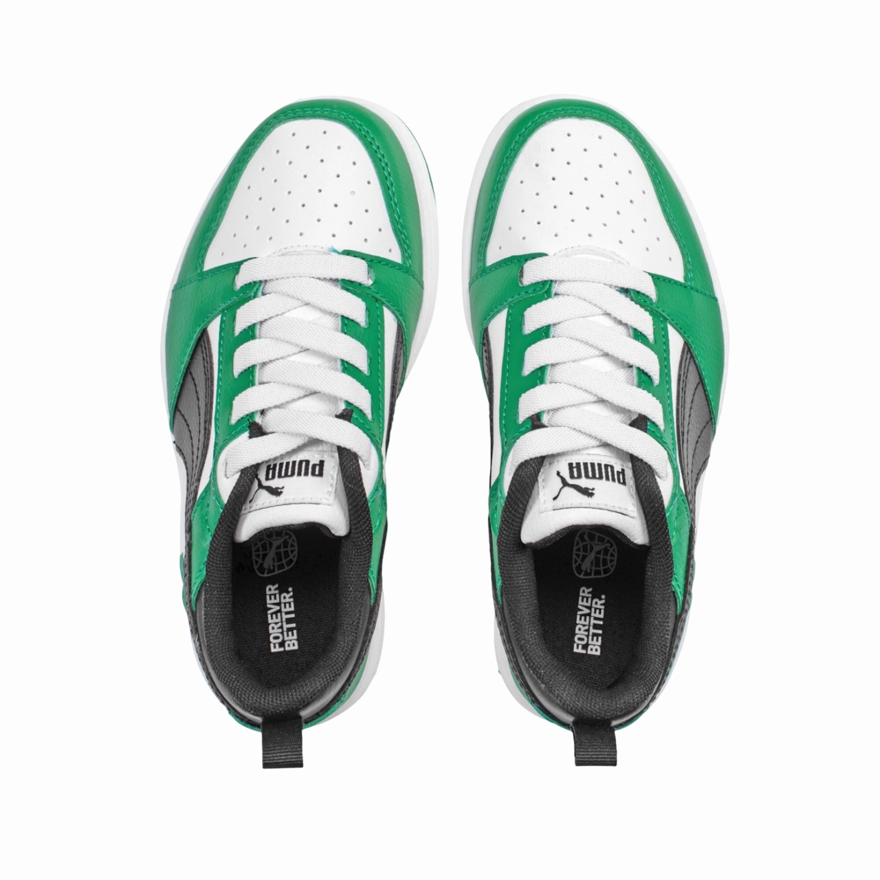 Puma scarpa sneakers da ragazzi Rebound v6 396742-05 bianco-nero-verde urban - climate shoes