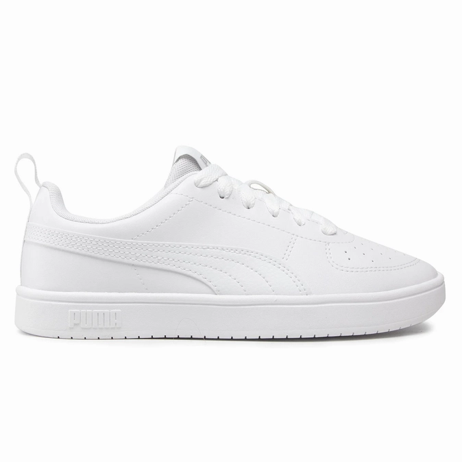 Puma scarpa Sneakers da ragazzo con laccio Rickie Jr 384311 01 bianco-grigio Elastic Heel Tab cross - country runner