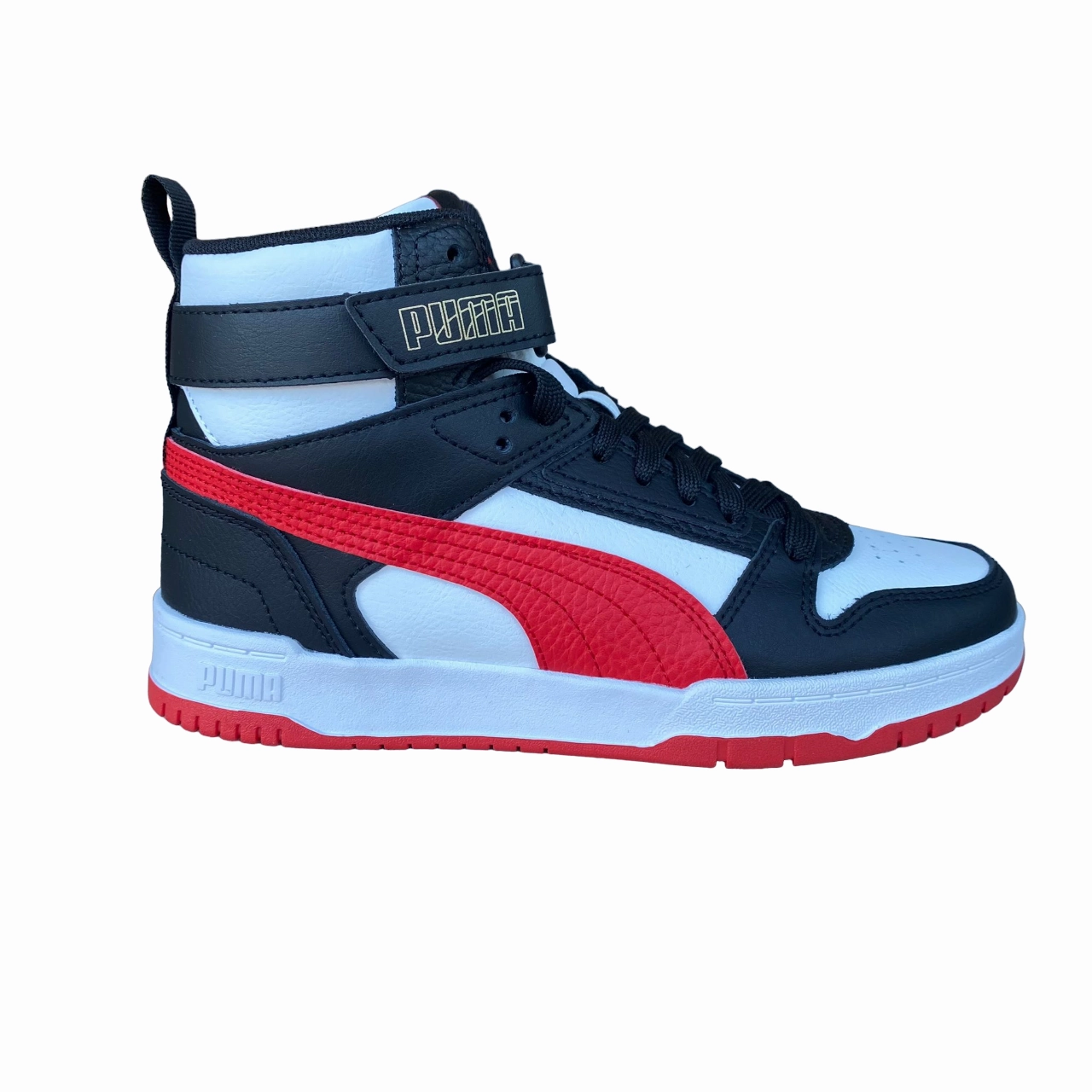 Footbeds With Airflow Flexible Outsole Construction Puma scarpa sneakers da ragazzo RBD Game 386172 08 bianco-rosso-nero-oro