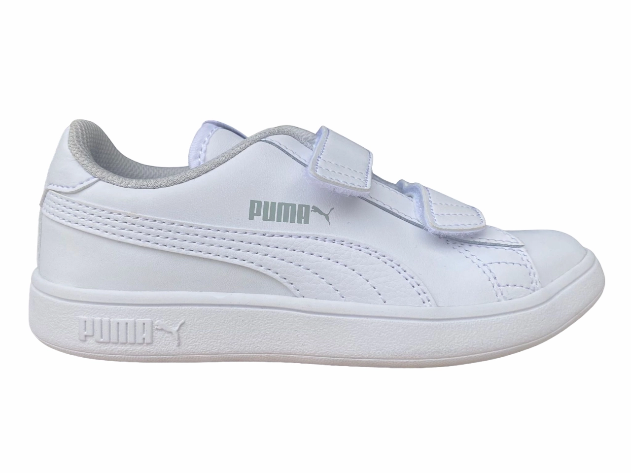 baggy running option Puma sneakers unisex da bambino con strappo Smash v2 L V Ps 365173 02 bianco
