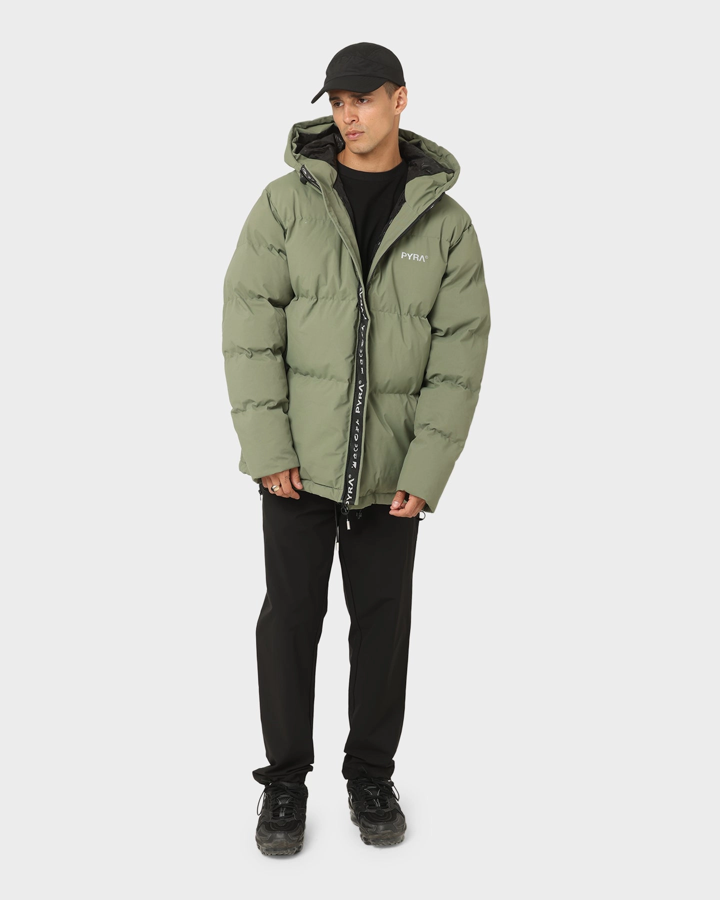 PYRA Alpine Puffa Jacket Olive Green Warm Exterior Highlighter