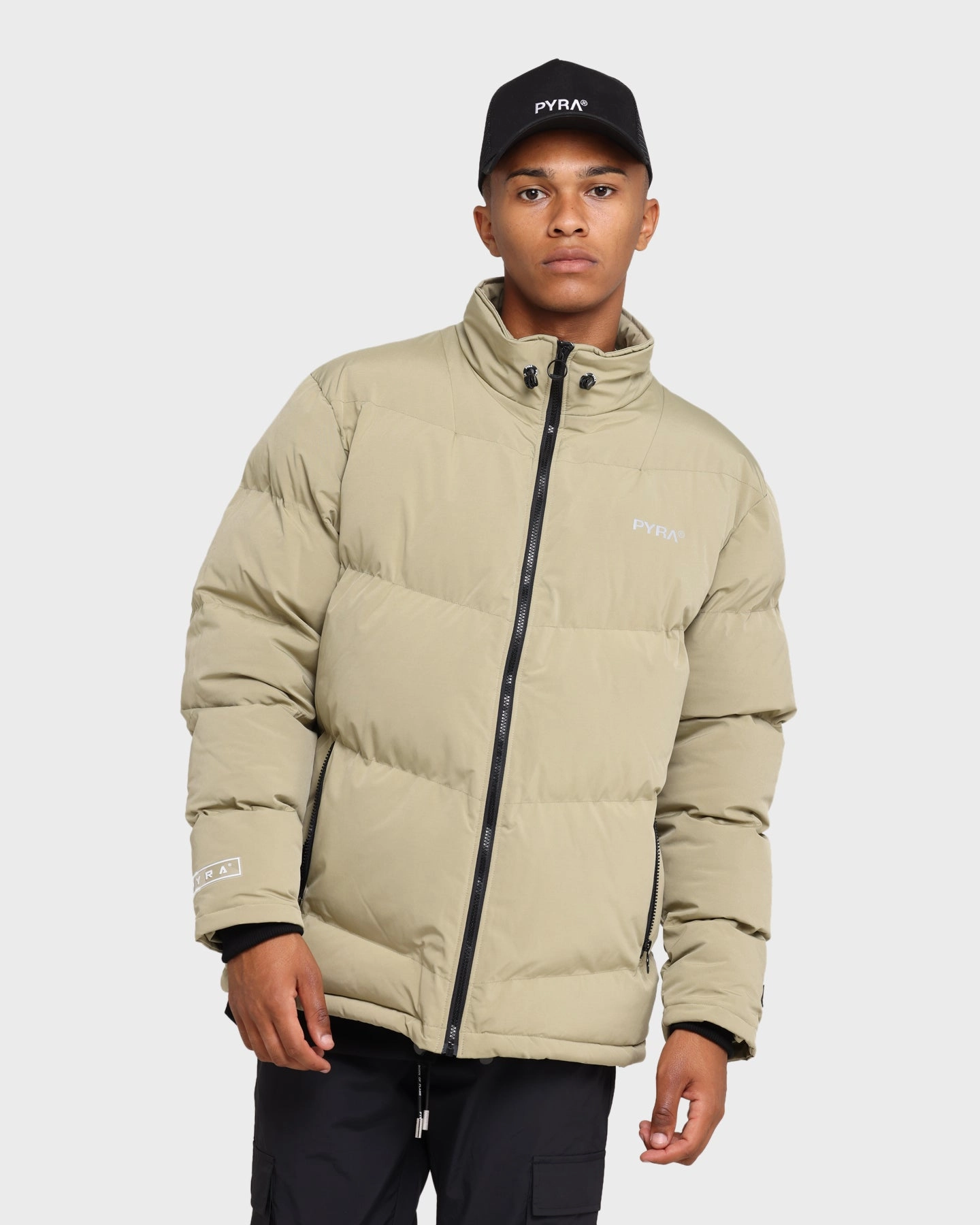 Heavy Duty Zipper PYRA Padded Puffa Jacket Olive