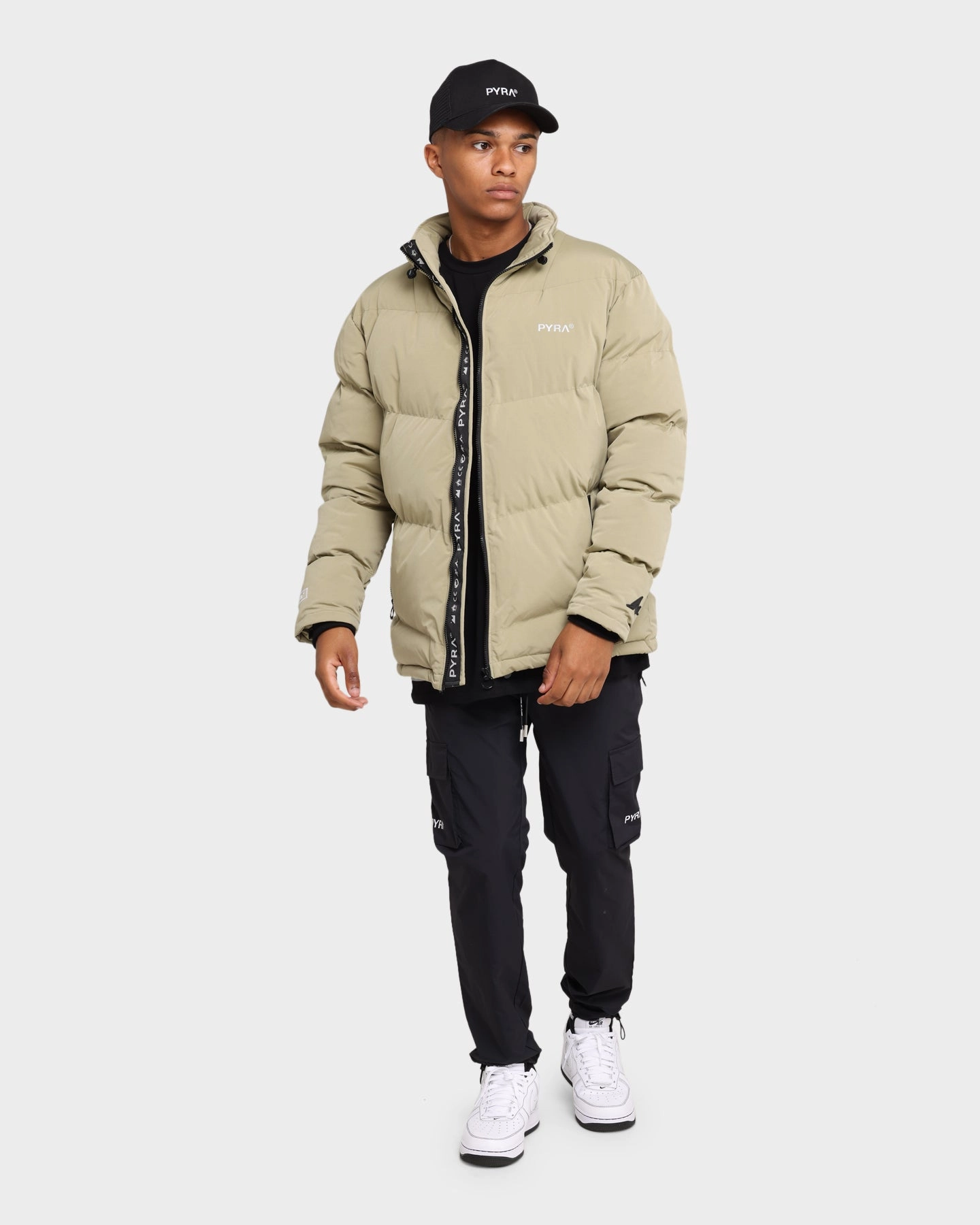 PYRA Padded Puffa Jacket Olive Lightweight Design WaterResistantCoating