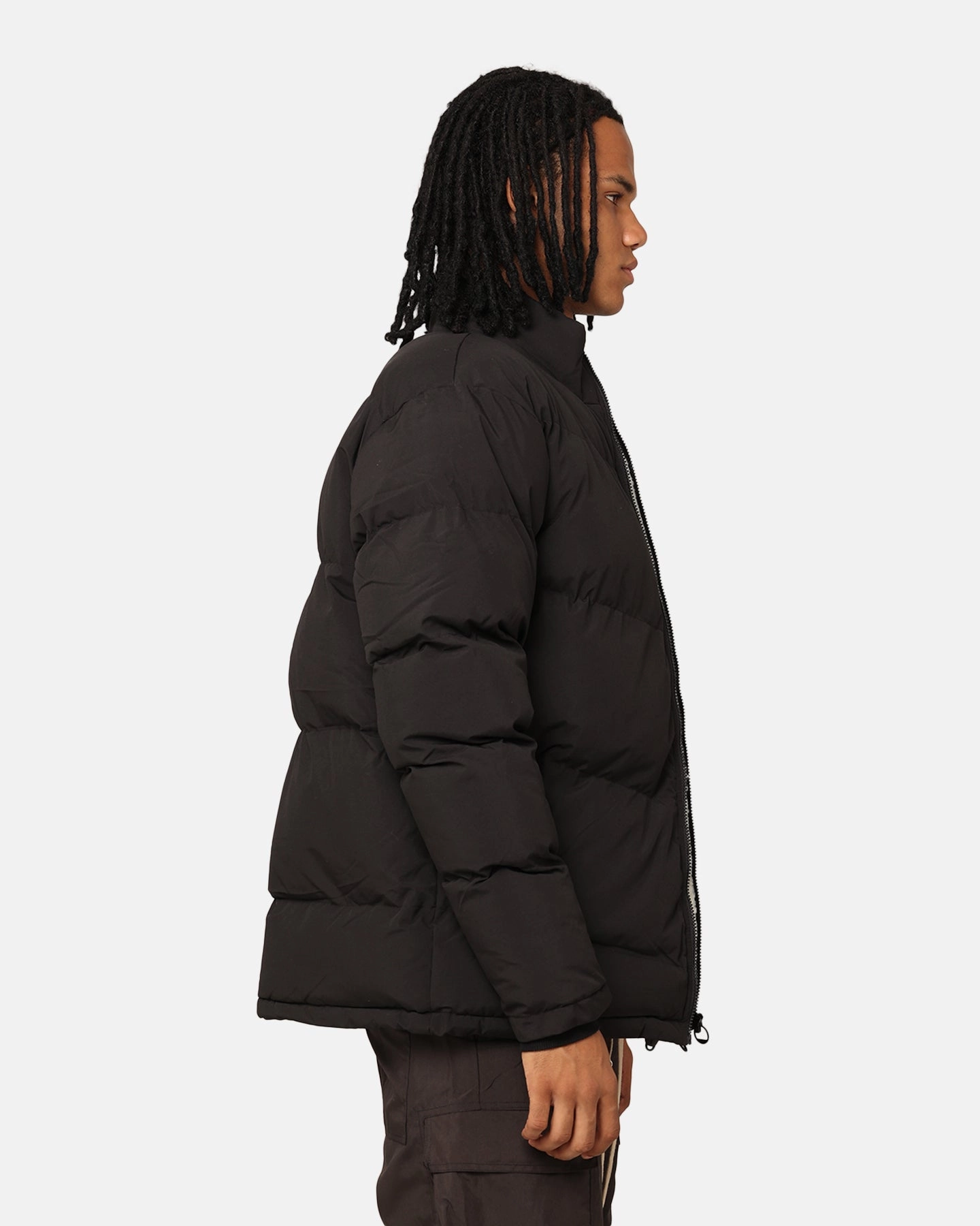 Pyra Sherpa Puffa Jacket Black Loose Fit Striped