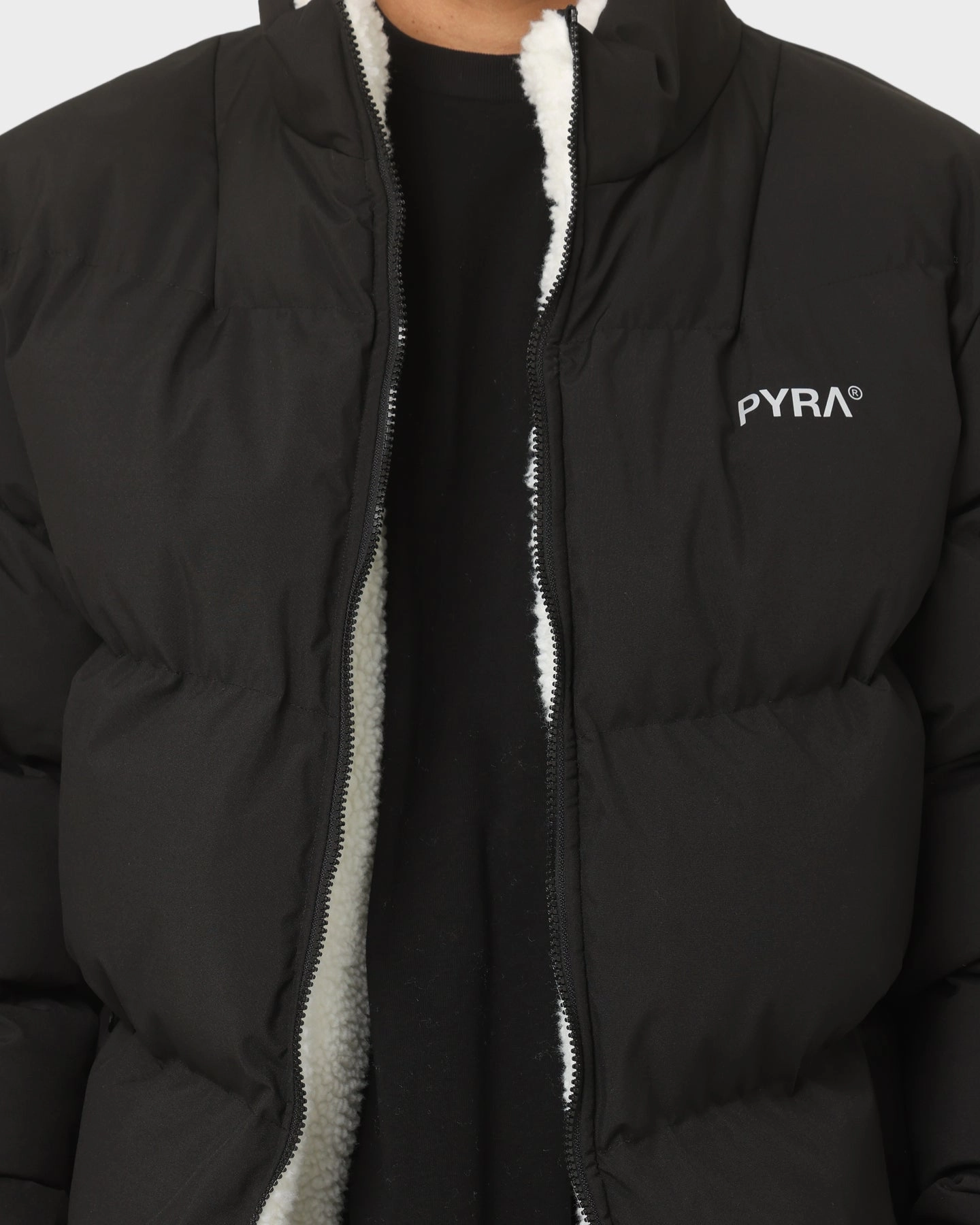 Compression Friendly Fit PYRA Sherpa Puffa Jacket Black/White
