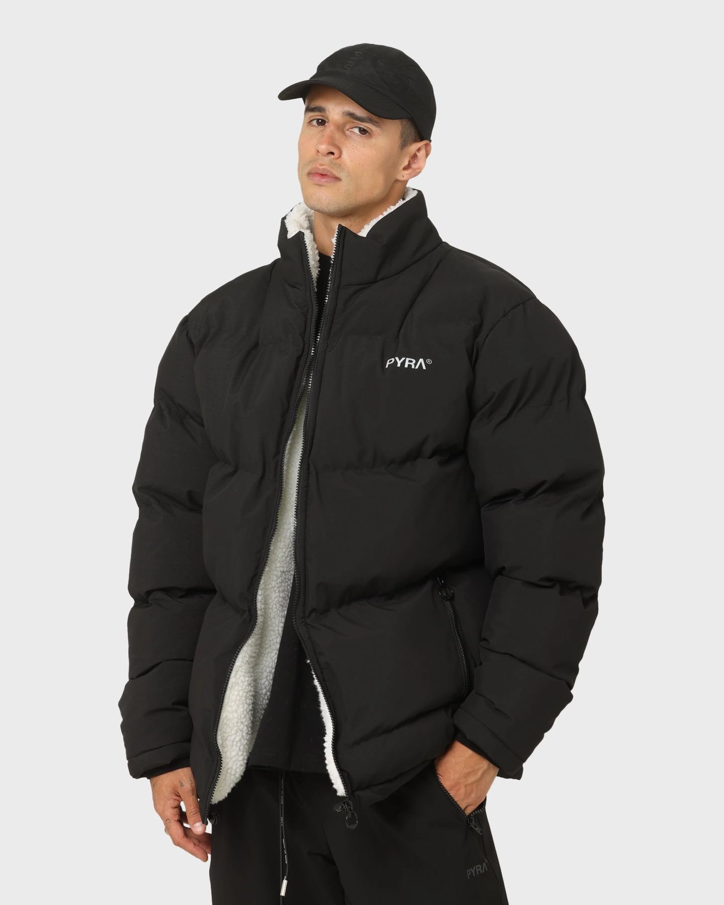 Adventure Wear PYRA Sherpa Puffa Jacket Black/White