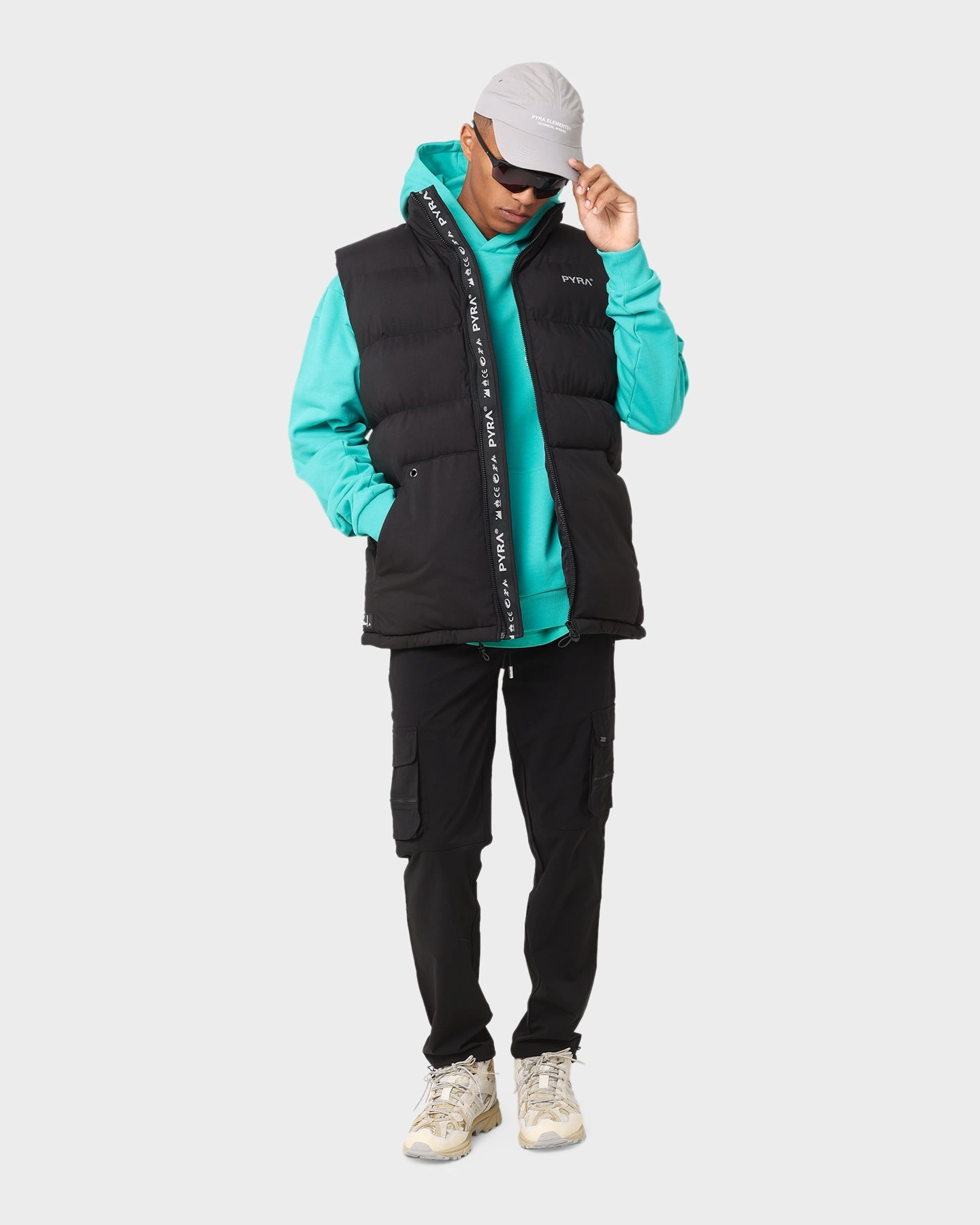 PYRA Sleeveless Puffa Vest Black Shawl