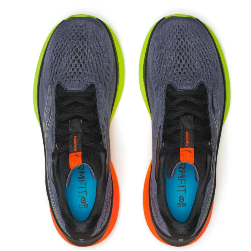 Saucony Men's Ride 18 Running Shoes in Shadow/Vizi - Online Exclusive Ergonomic Toe Box Speed Flex