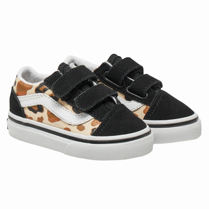 weekend warrior Shock Diffusion Vans scarpa sneakers da bambina Old Skool V leopardata glitter VN0009RCYS81 nero-marrone