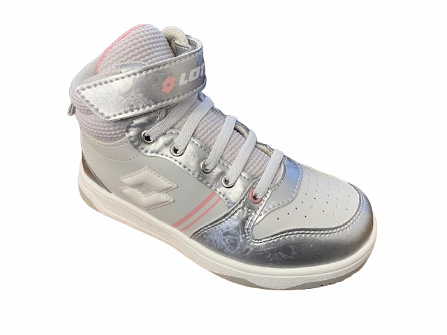 Lotto sneakers alta da bambina con zip e laccio elastico Roket AMF III Mid Metal 218172 9F2 mushroom gray-white-silver practical - elegance