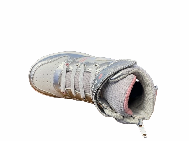 Lotto sneakers alta da bambina con zip e laccio elastico Roket AMF III Mid Metal 218172 9F2 mushroom gray-white-silver beginner runners' shoes