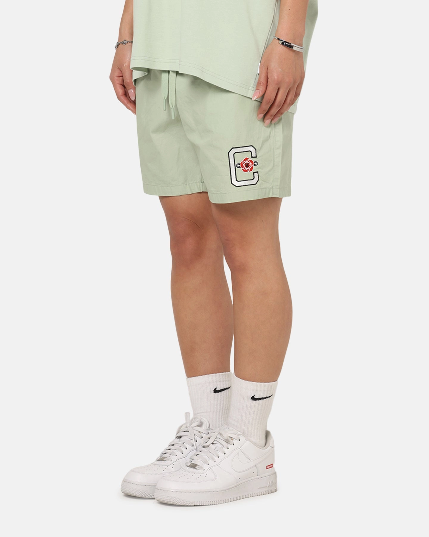 Carre Rose Beach Shorts Sage Low Profile Design Double Layered Hem