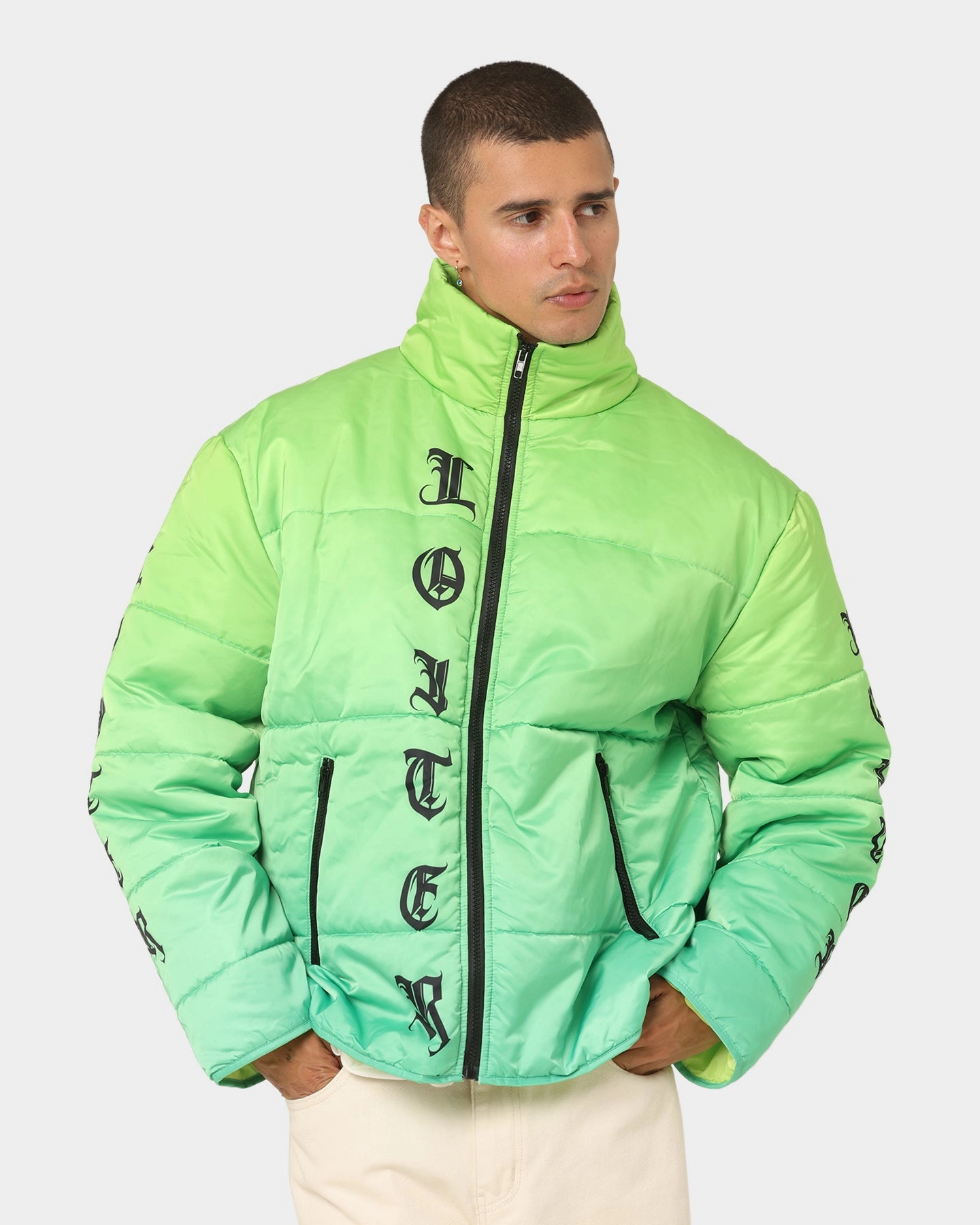 Loiter Eternal Puffer Jacket Neon Green Compact Storage Design Plus Size