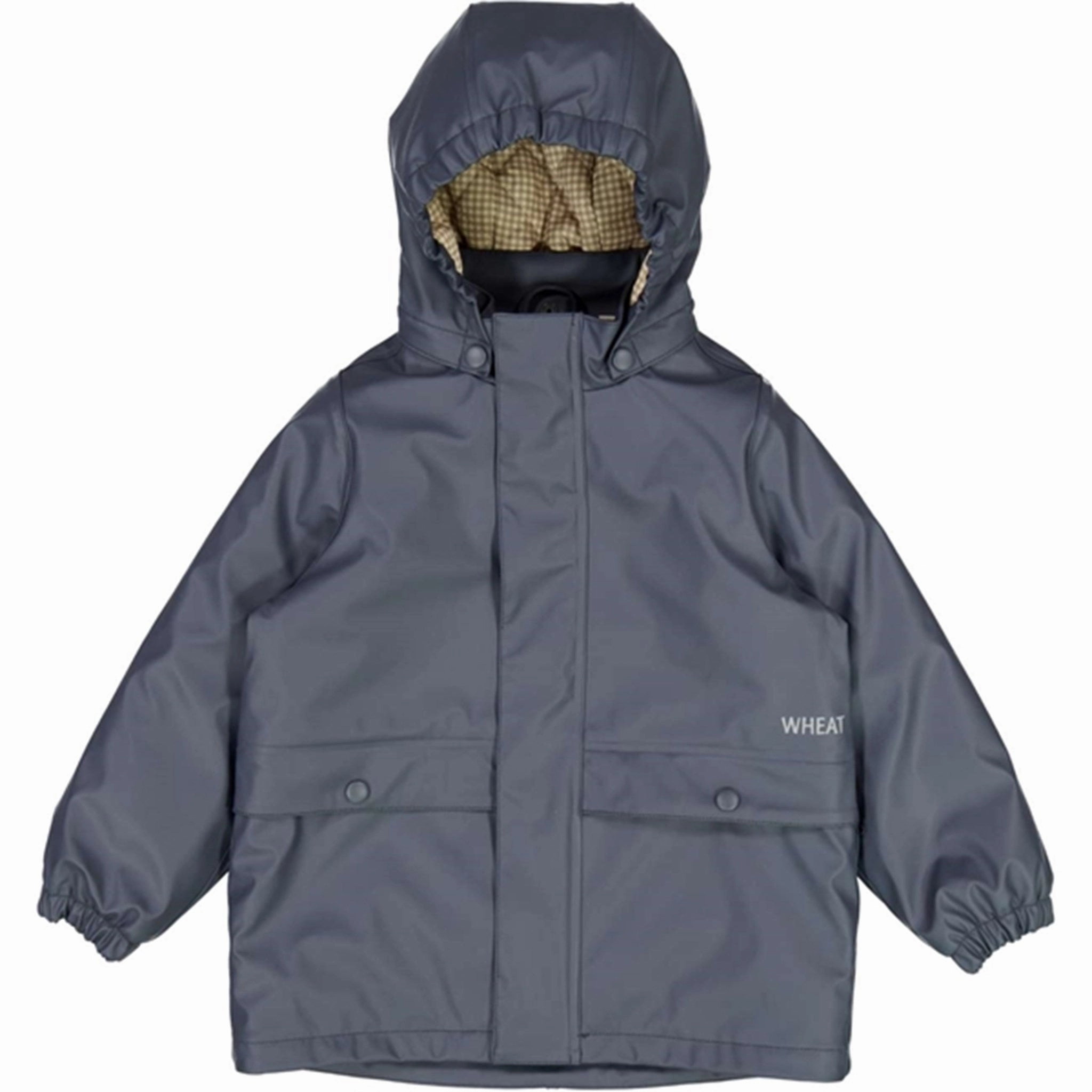 NoiseFreeFabric Ethical Manufacturing Wheat Rain Coat Ajo Thermo Greyblue