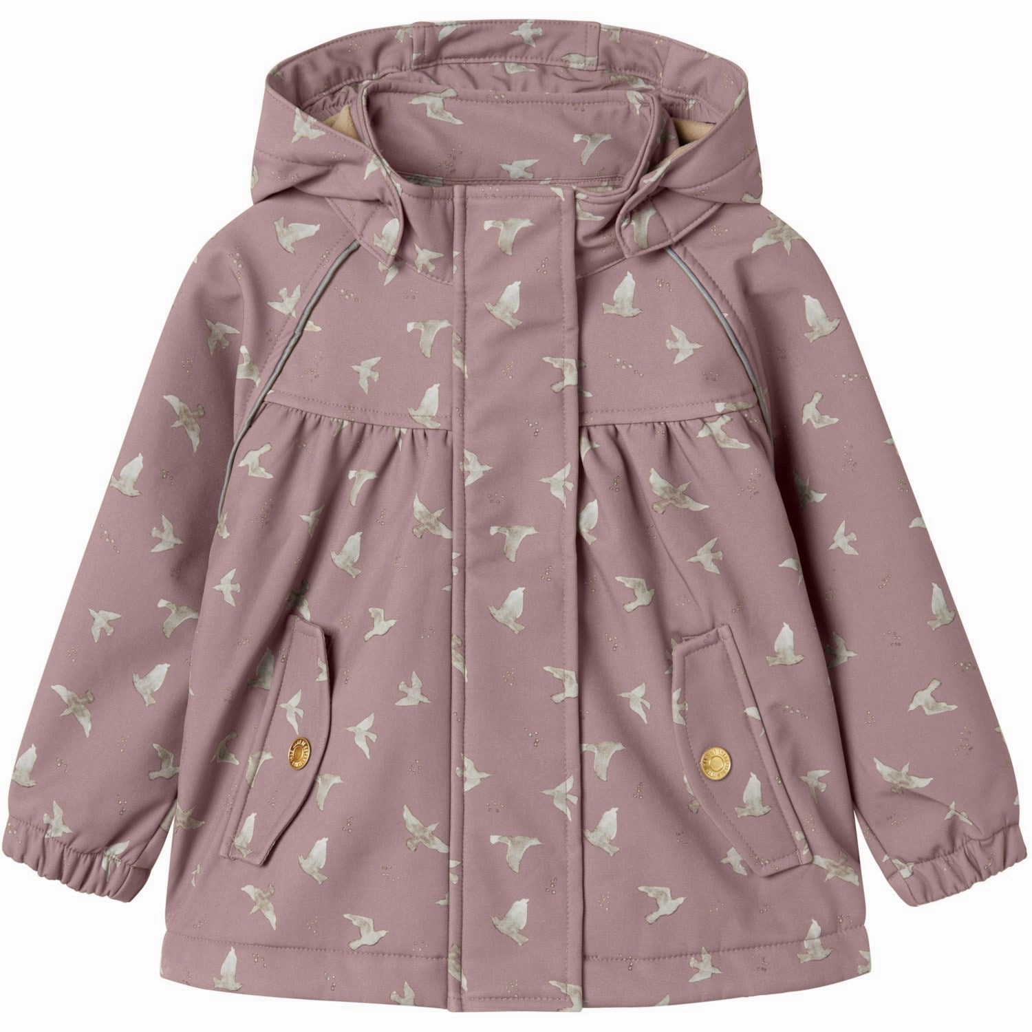 Name It Woodrose Bird Nmfalfa08 Softshell Ashape Jacket Fo Double Stitched Seams Zipper Guard Weatherproofing