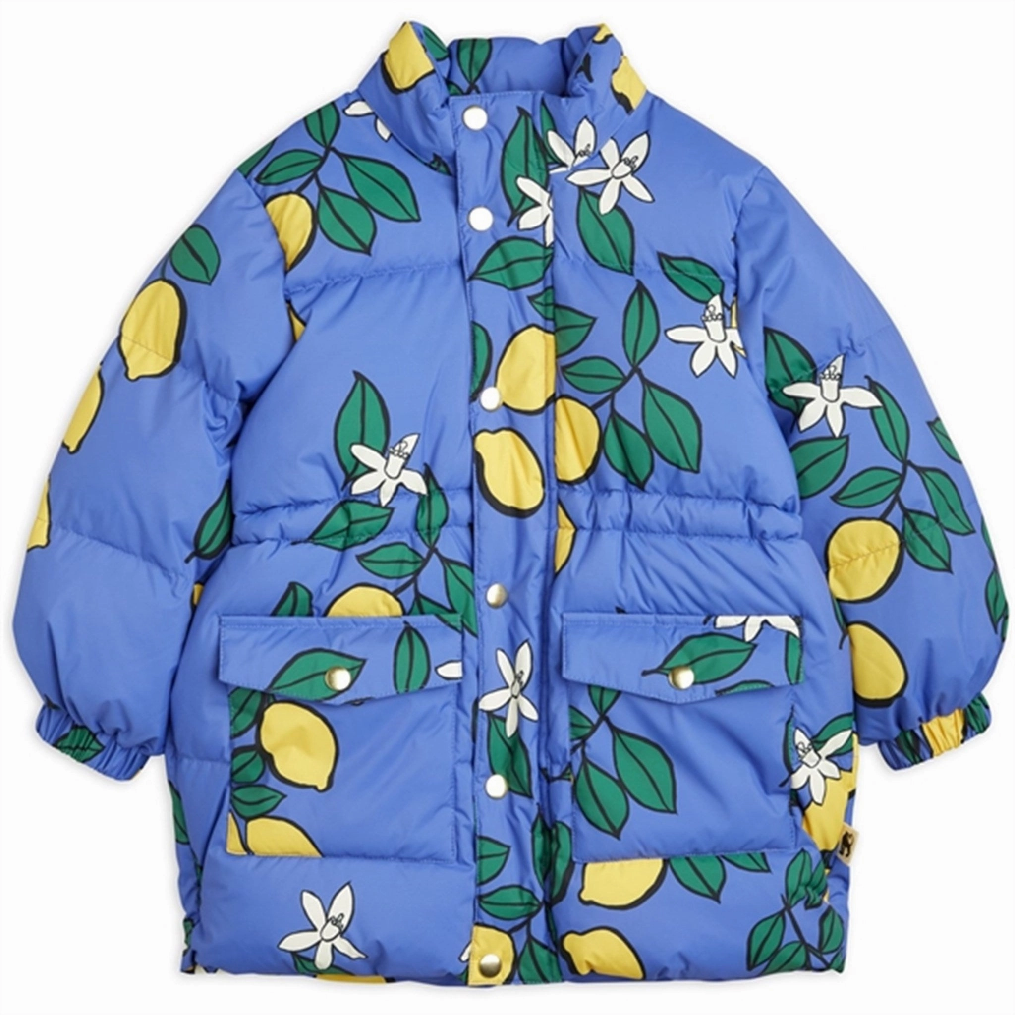 Mini Rodini Lemons Aop Heavy Puffer Jacket Blue AbrasionResistantSurface
