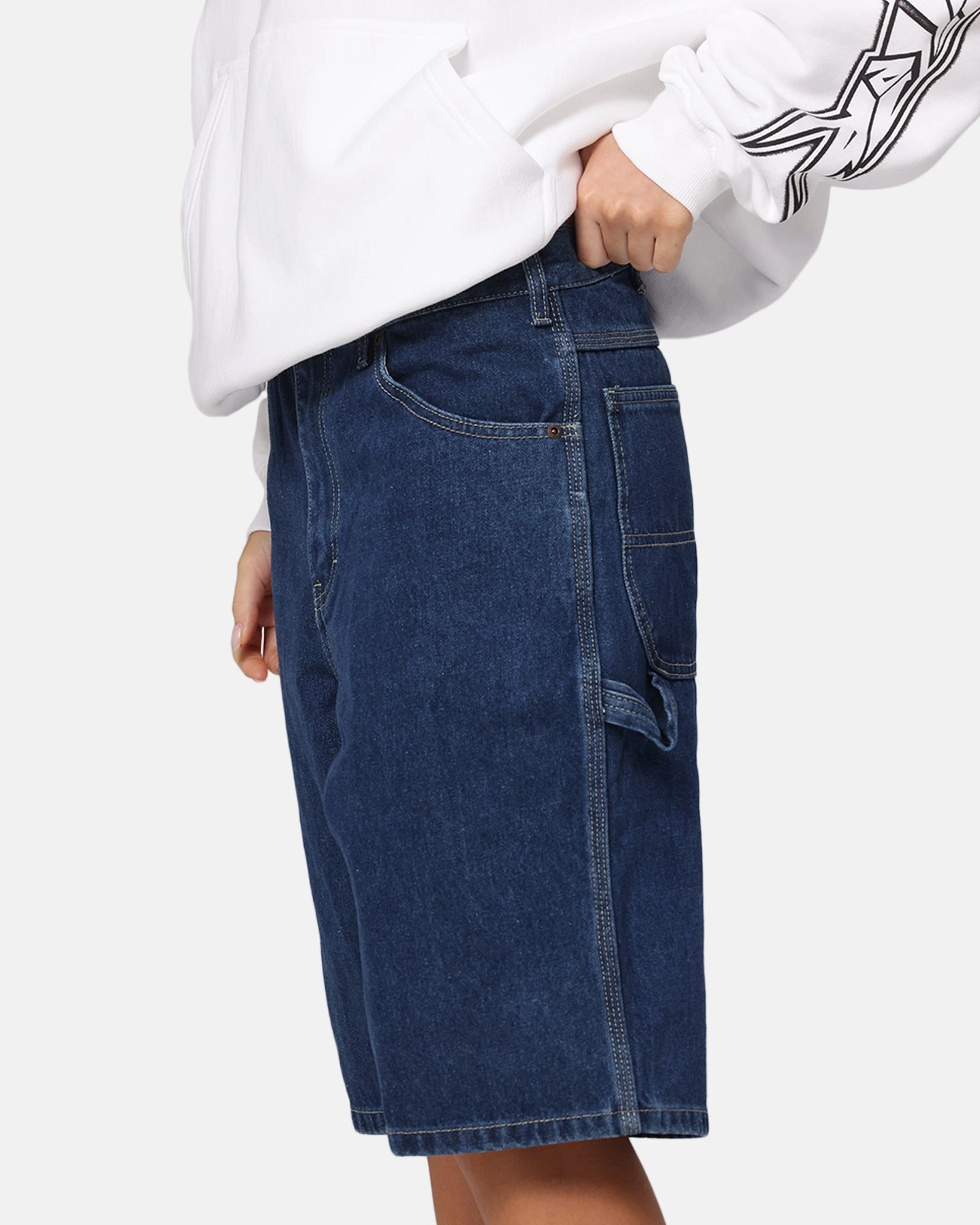 Dickies Relaxed Fit Carpenter Shorts Stone Washed Indigo Thermal Lining Body Shape